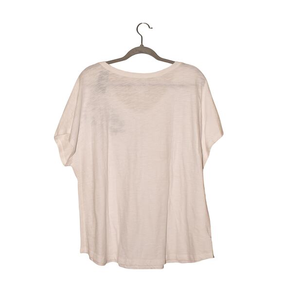 LANE BRYANT NEW $35 White Slub Knit Floral Embroidered V-Neck Tee Size 18 / 20 - Picture 2 of 3